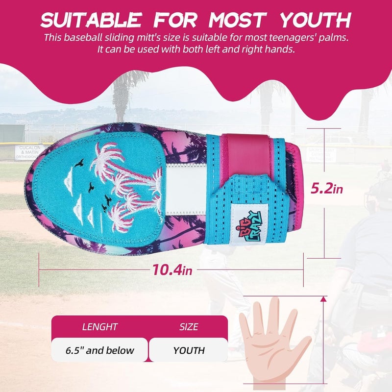 Big Crazy Sliding Mitt, Baseball Softball Sliding Glove for Youth Kid, Hand Protection for Left & Right Hands, Flexible Breathable Durable, Funny Design Ice Cream, Joker Smile, Coconut Tree - Image 4
